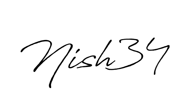 Use a signature maker to create a handwritten signature online. With this signature software, you can design (Antro_Vectra_Bolder) your own signature for name Nish34. Nish34 signature style 7 images and pictures png