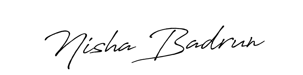 Create a beautiful signature design for name Nisha Badrun. With this signature (Antro_Vectra_Bolder) fonts, you can make a handwritten signature for free. Nisha Badrun signature style 7 images and pictures png