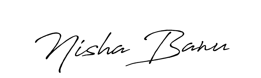 How to make Nisha Banu name signature. Use Antro_Vectra_Bolder style for creating short signs online. This is the latest handwritten sign. Nisha Banu signature style 7 images and pictures png