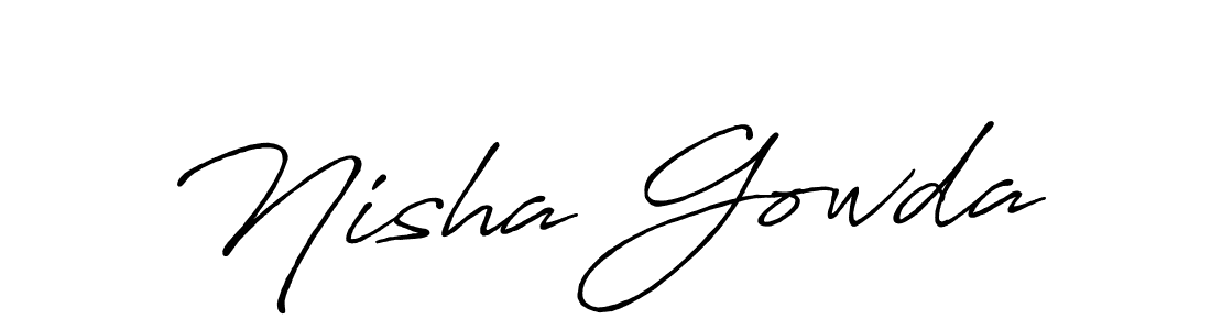 Also we have Nisha Gowda name is the best signature style. Create professional handwritten signature collection using Antro_Vectra_Bolder autograph style. Nisha Gowda signature style 7 images and pictures png