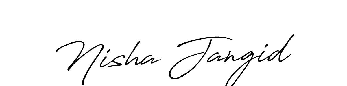 How to make Nisha Jangid name signature. Use Antro_Vectra_Bolder style for creating short signs online. This is the latest handwritten sign. Nisha Jangid signature style 7 images and pictures png