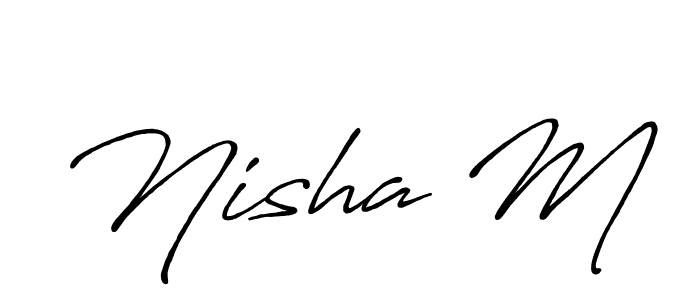 Similarly Antro_Vectra_Bolder is the best handwritten signature design. Signature creator online .You can use it as an online autograph creator for name Nisha M. Nisha M signature style 7 images and pictures png