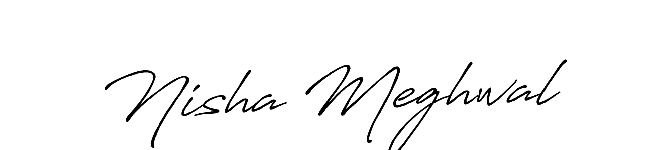 How to make Nisha Meghwal name signature. Use Antro_Vectra_Bolder style for creating short signs online. This is the latest handwritten sign. Nisha Meghwal signature style 7 images and pictures png