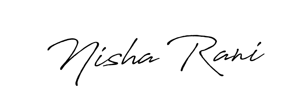The best way (Antro_Vectra_Bolder) to make a short signature is to pick only two or three words in your name. The name Nisha Rani include a total of six letters. For converting this name. Nisha Rani signature style 7 images and pictures png