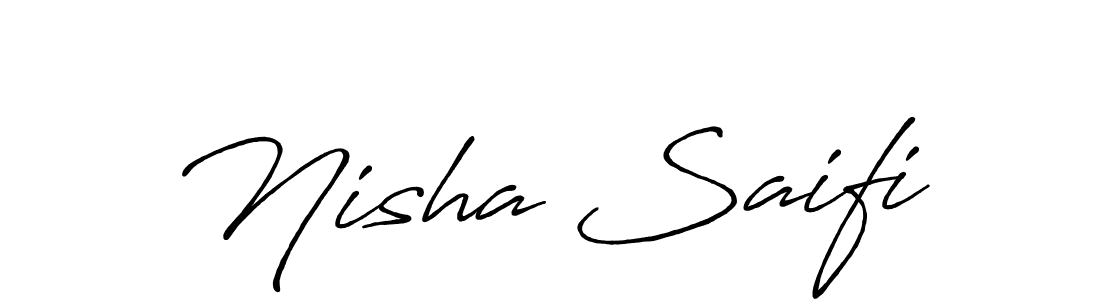 How to make Nisha Saifi name signature. Use Antro_Vectra_Bolder style for creating short signs online. This is the latest handwritten sign. Nisha Saifi signature style 7 images and pictures png