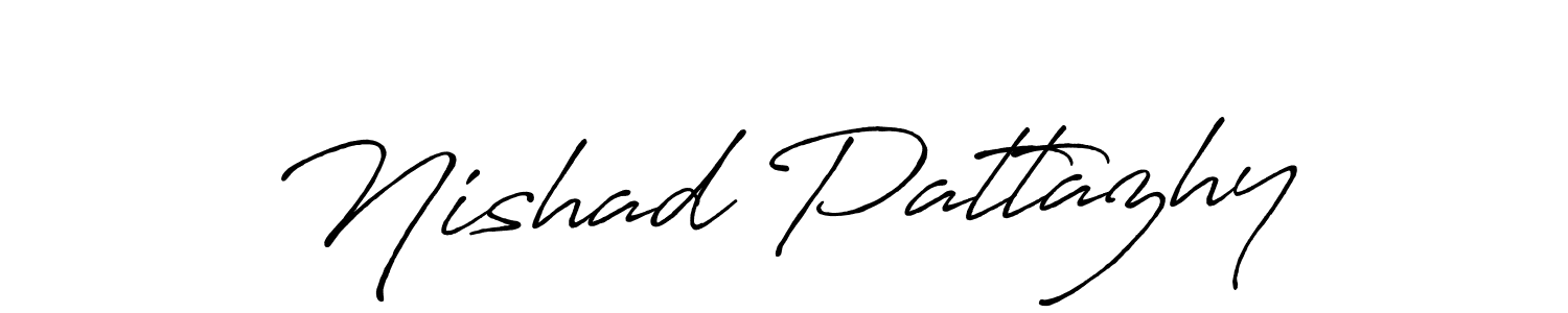 This is the best signature style for the Nishad Pattazhy name. Also you like these signature font (Antro_Vectra_Bolder). Mix name signature. Nishad Pattazhy signature style 7 images and pictures png