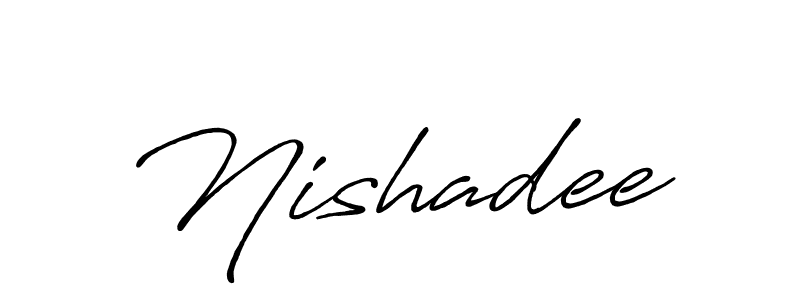 The best way (Antro_Vectra_Bolder) to make a short signature is to pick only two or three words in your name. The name Nishadee include a total of six letters. For converting this name. Nishadee signature style 7 images and pictures png