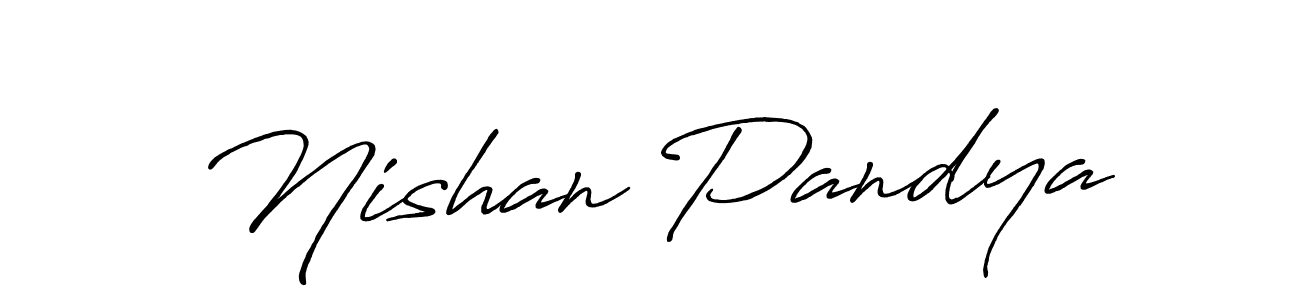 Make a beautiful signature design for name Nishan Pandya. With this signature (Antro_Vectra_Bolder) style, you can create a handwritten signature for free. Nishan Pandya signature style 7 images and pictures png