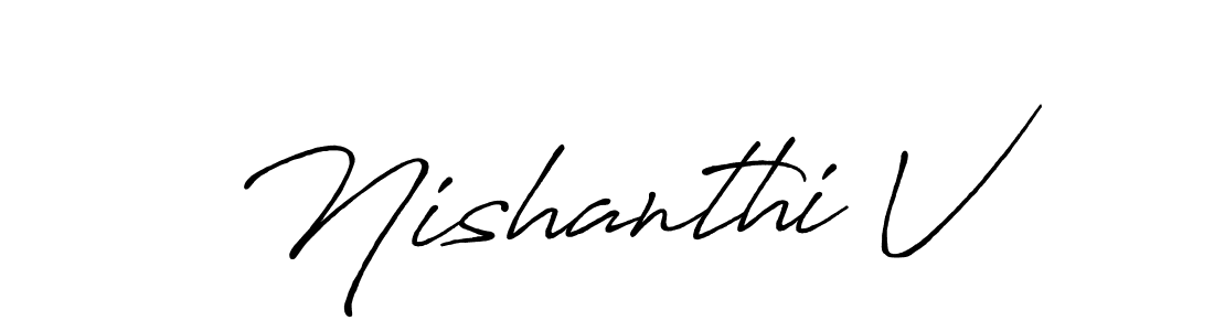 This is the best signature style for the Nishanthi V name. Also you like these signature font (Antro_Vectra_Bolder). Mix name signature. Nishanthi V signature style 7 images and pictures png