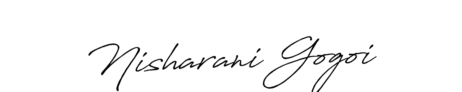 The best way (Antro_Vectra_Bolder) to make a short signature is to pick only two or three words in your name. The name Nisharani Gogoi include a total of six letters. For converting this name. Nisharani Gogoi signature style 7 images and pictures png