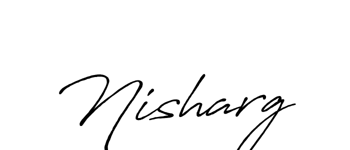 Use a signature maker to create a handwritten signature online. With this signature software, you can design (Antro_Vectra_Bolder) your own signature for name Nisharg. Nisharg signature style 7 images and pictures png