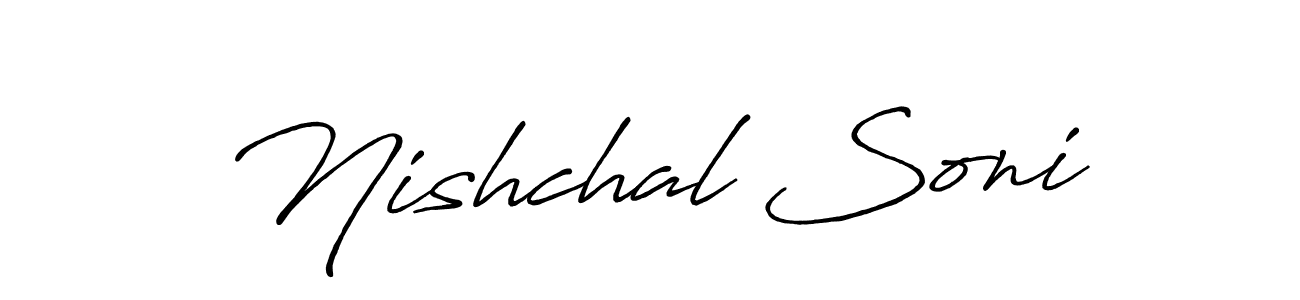 The best way (Antro_Vectra_Bolder) to make a short signature is to pick only two or three words in your name. The name Nishchal Soni include a total of six letters. For converting this name. Nishchal Soni signature style 7 images and pictures png