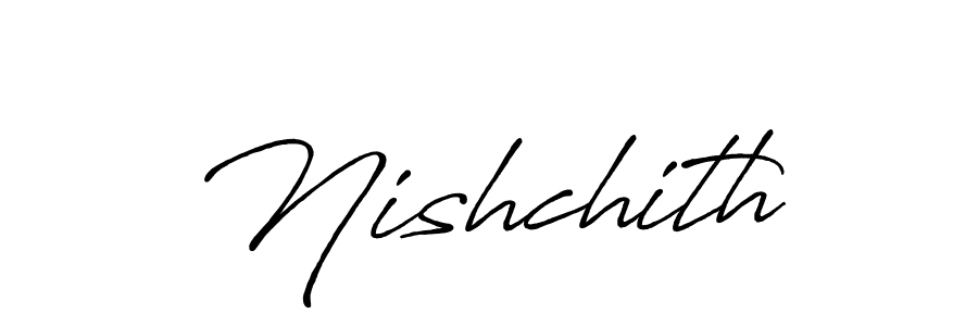 How to make Nishchith name signature. Use Antro_Vectra_Bolder style for creating short signs online. This is the latest handwritten sign. Nishchith signature style 7 images and pictures png