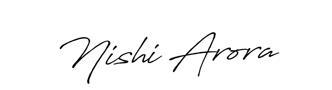 How to make Nishi Arora name signature. Use Antro_Vectra_Bolder style for creating short signs online. This is the latest handwritten sign. Nishi Arora signature style 7 images and pictures png