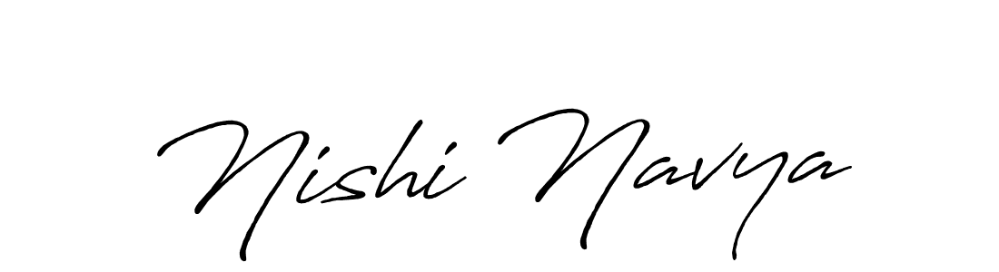 How to make Nishi Navya name signature. Use Antro_Vectra_Bolder style for creating short signs online. This is the latest handwritten sign. Nishi Navya signature style 7 images and pictures png