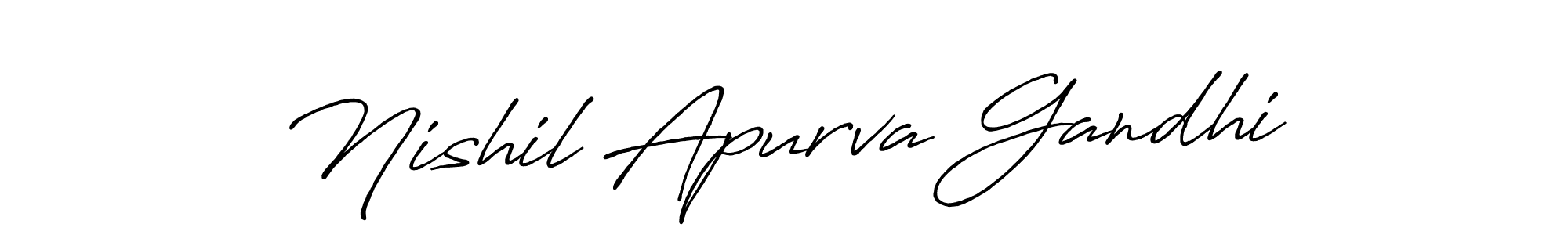 You should practise on your own different ways (Antro_Vectra_Bolder) to write your name (Nishil Apurva Gandhi) in signature. don't let someone else do it for you. Nishil Apurva Gandhi signature style 7 images and pictures png