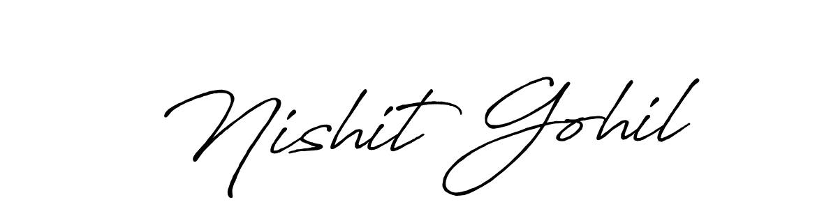 This is the best signature style for the Nishit Gohil name. Also you like these signature font (Antro_Vectra_Bolder). Mix name signature. Nishit Gohil signature style 7 images and pictures png