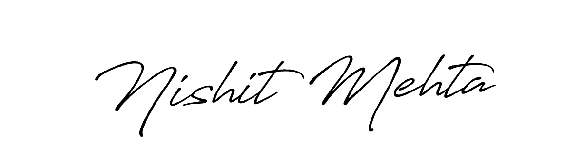 The best way (Antro_Vectra_Bolder) to make a short signature is to pick only two or three words in your name. The name Nishit Mehta include a total of six letters. For converting this name. Nishit Mehta signature style 7 images and pictures png