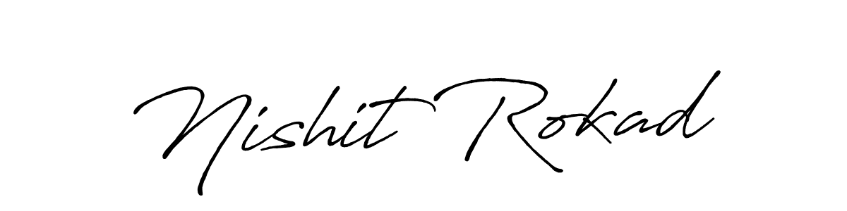 How to make Nishit Rokad name signature. Use Antro_Vectra_Bolder style for creating short signs online. This is the latest handwritten sign. Nishit Rokad signature style 7 images and pictures png