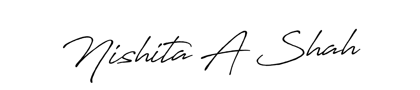 How to make Nishita A Shah name signature. Use Antro_Vectra_Bolder style for creating short signs online. This is the latest handwritten sign. Nishita A Shah signature style 7 images and pictures png