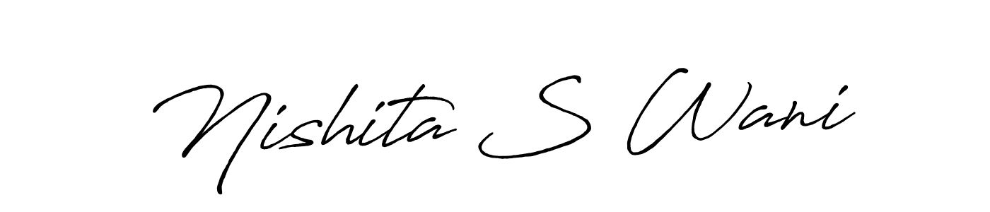 if you are searching for the best signature style for your name Nishita S Wani. so please give up your signature search. here we have designed multiple signature styles  using Antro_Vectra_Bolder. Nishita S Wani signature style 7 images and pictures png
