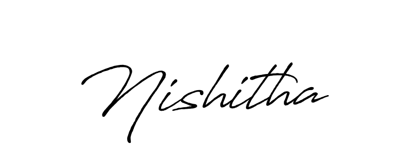 Use a signature maker to create a handwritten signature online. With this signature software, you can design (Antro_Vectra_Bolder) your own signature for name Nishitha. Nishitha signature style 7 images and pictures png