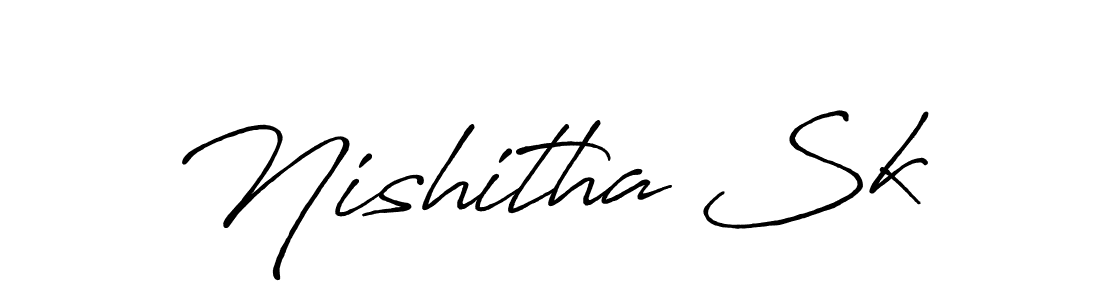 The best way (Antro_Vectra_Bolder) to make a short signature is to pick only two or three words in your name. The name Nishitha Sk include a total of six letters. For converting this name. Nishitha Sk signature style 7 images and pictures png