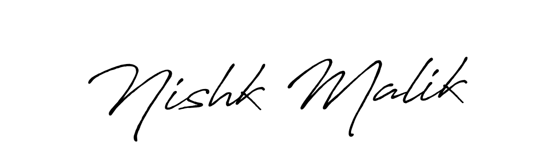 Design your own signature with our free online signature maker. With this signature software, you can create a handwritten (Antro_Vectra_Bolder) signature for name Nishk Malik. Nishk Malik signature style 7 images and pictures png