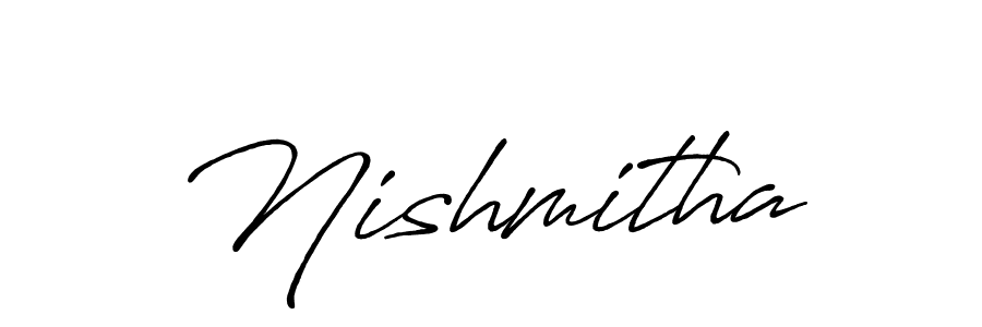 Use a signature maker to create a handwritten signature online. With this signature software, you can design (Antro_Vectra_Bolder) your own signature for name Nishmitha. Nishmitha signature style 7 images and pictures png