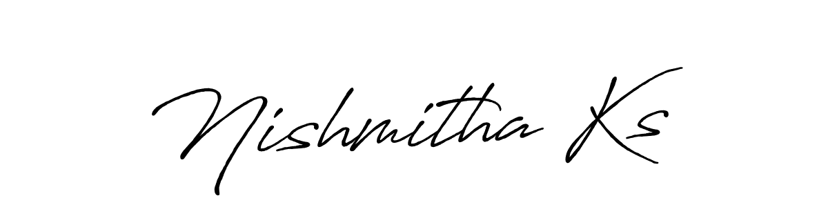 Create a beautiful signature design for name Nishmitha Ks. With this signature (Antro_Vectra_Bolder) fonts, you can make a handwritten signature for free. Nishmitha Ks signature style 7 images and pictures png