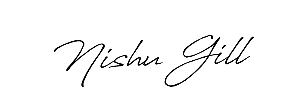 Create a beautiful signature design for name Nishu Gill. With this signature (Antro_Vectra_Bolder) fonts, you can make a handwritten signature for free. Nishu Gill signature style 7 images and pictures png
