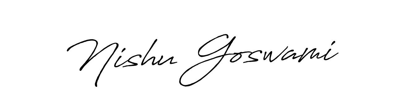How to make Nishu Goswami name signature. Use Antro_Vectra_Bolder style for creating short signs online. This is the latest handwritten sign. Nishu Goswami signature style 7 images and pictures png