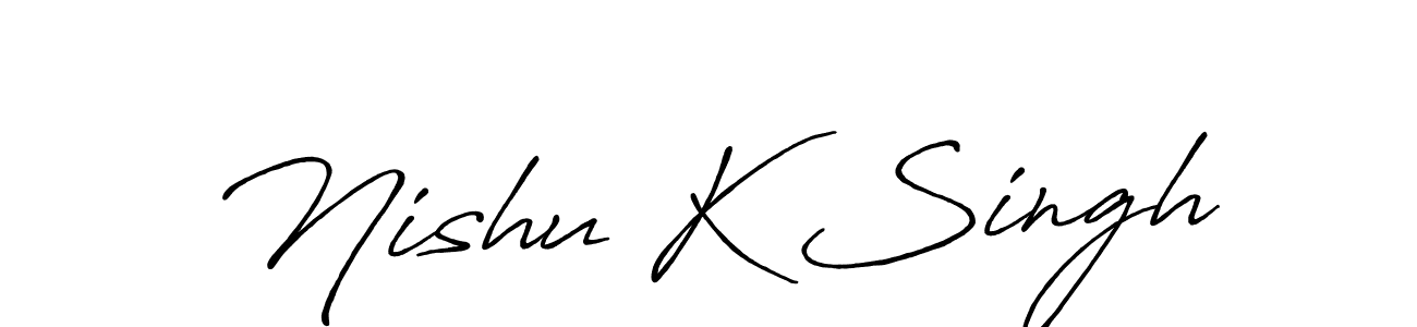 This is the best signature style for the Nishu K Singh name. Also you like these signature font (Antro_Vectra_Bolder). Mix name signature. Nishu K Singh signature style 7 images and pictures png
