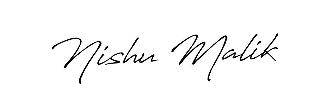 How to make Nishu Malik name signature. Use Antro_Vectra_Bolder style for creating short signs online. This is the latest handwritten sign. Nishu Malik signature style 7 images and pictures png