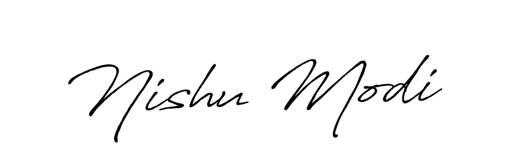 The best way (Antro_Vectra_Bolder) to make a short signature is to pick only two or three words in your name. The name Nishu Modi include a total of six letters. For converting this name. Nishu Modi signature style 7 images and pictures png