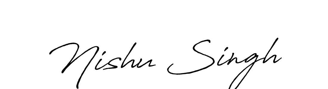 The best way (Antro_Vectra_Bolder) to make a short signature is to pick only two or three words in your name. The name Nishu Singh include a total of six letters. For converting this name. Nishu Singh signature style 7 images and pictures png