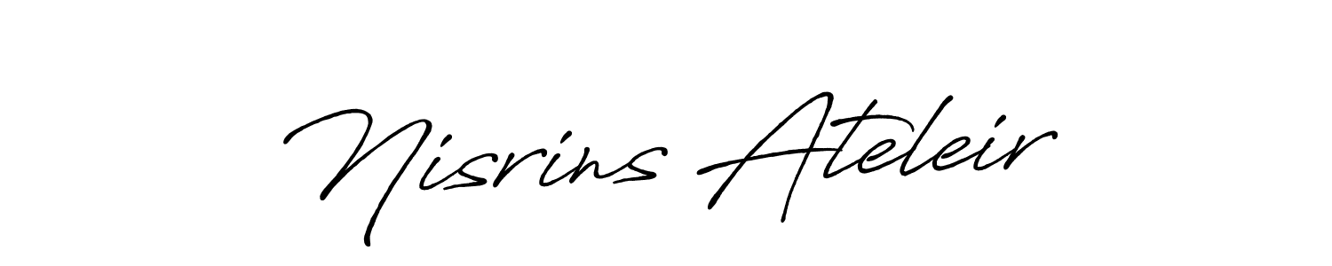 Create a beautiful signature design for name Nisrins Ateleir. With this signature (Antro_Vectra_Bolder) fonts, you can make a handwritten signature for free. Nisrins Ateleir signature style 7 images and pictures png