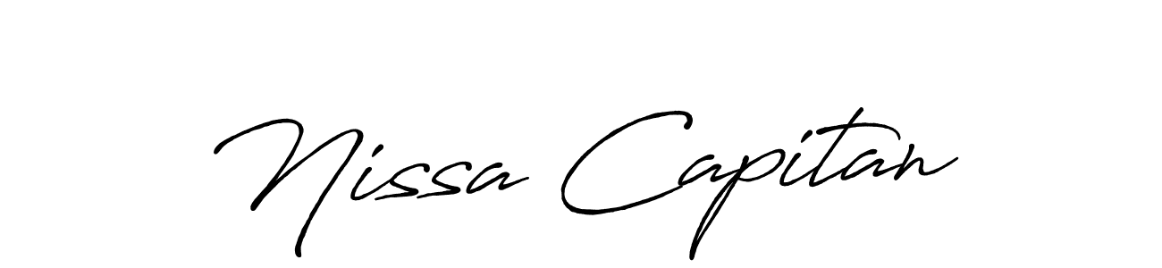 Make a short Nissa Capitan signature style. Manage your documents anywhere anytime using Antro_Vectra_Bolder. Create and add eSignatures, submit forms, share and send files easily. Nissa Capitan signature style 7 images and pictures png