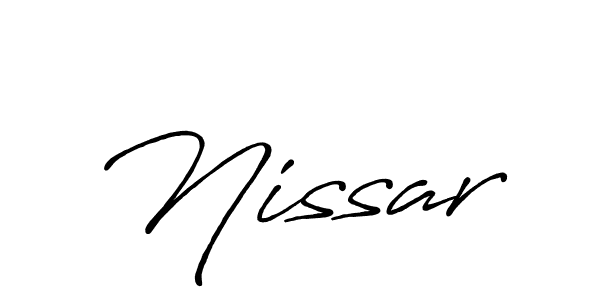 Use a signature maker to create a handwritten signature online. With this signature software, you can design (Antro_Vectra_Bolder) your own signature for name Nissar. Nissar signature style 7 images and pictures png