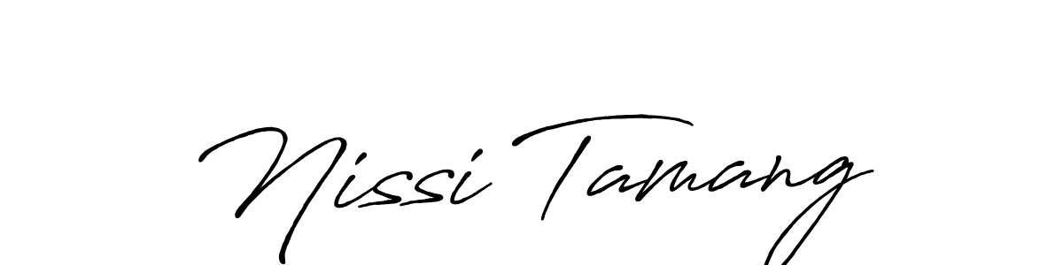 Make a beautiful signature design for name Nissi Tamang. With this signature (Antro_Vectra_Bolder) style, you can create a handwritten signature for free. Nissi Tamang signature style 7 images and pictures png