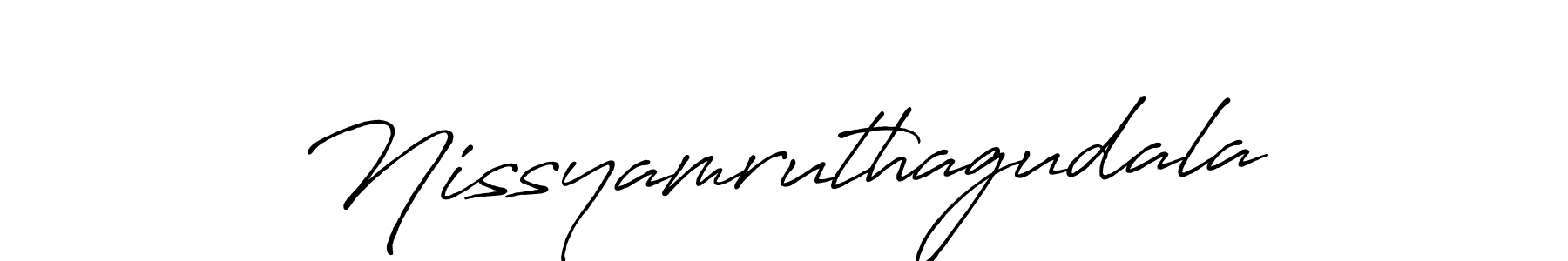 Also we have Nissyamruthagudala name is the best signature style. Create professional handwritten signature collection using Antro_Vectra_Bolder autograph style. Nissyamruthagudala signature style 7 images and pictures png