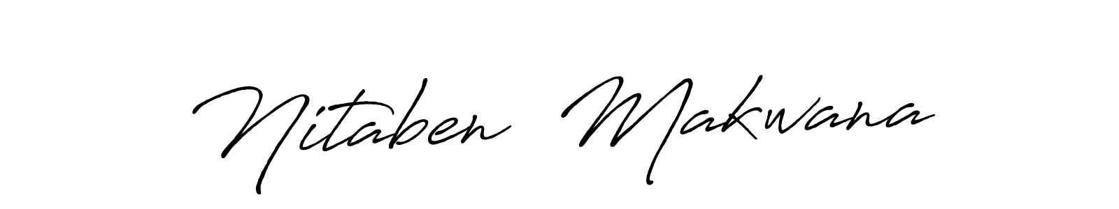 How to make Nitaben  Makwana name signature. Use Antro_Vectra_Bolder style for creating short signs online. This is the latest handwritten sign. Nitaben  Makwana signature style 7 images and pictures png