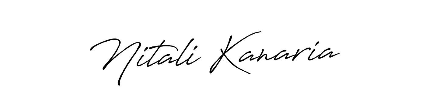 How to make Nitali Kanaria name signature. Use Antro_Vectra_Bolder style for creating short signs online. This is the latest handwritten sign. Nitali Kanaria signature style 7 images and pictures png