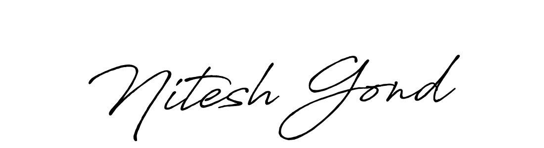 Antro_Vectra_Bolder is a professional signature style that is perfect for those who want to add a touch of class to their signature. It is also a great choice for those who want to make their signature more unique. Get Nitesh Gond name to fancy signature for free. Nitesh Gond signature style 7 images and pictures png