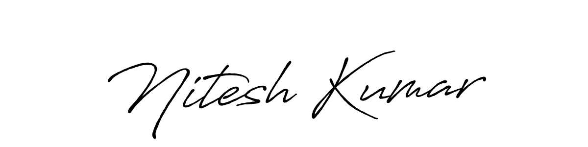 How to make Nitesh Kumar name signature. Use Antro_Vectra_Bolder style for creating short signs online. This is the latest handwritten sign. Nitesh Kumar signature style 7 images and pictures png