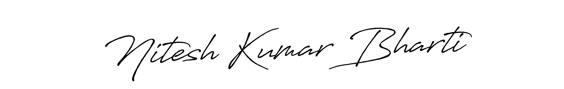 Antro_Vectra_Bolder is a professional signature style that is perfect for those who want to add a touch of class to their signature. It is also a great choice for those who want to make their signature more unique. Get Nitesh Kumar Bharti name to fancy signature for free. Nitesh Kumar Bharti signature style 7 images and pictures png