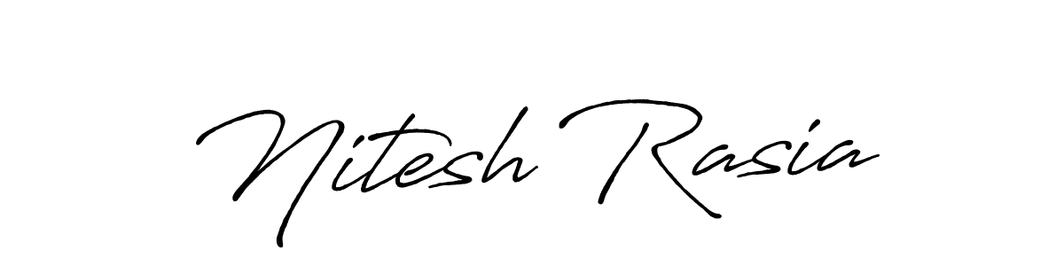 How to make Nitesh Rasia name signature. Use Antro_Vectra_Bolder style for creating short signs online. This is the latest handwritten sign. Nitesh Rasia signature style 7 images and pictures png