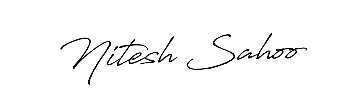 How to make Nitesh Sahoo name signature. Use Antro_Vectra_Bolder style for creating short signs online. This is the latest handwritten sign. Nitesh Sahoo signature style 7 images and pictures png