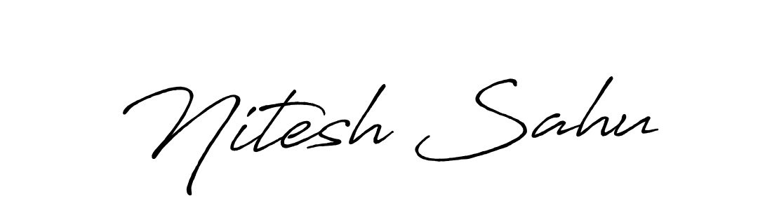 How to make Nitesh Sahu name signature. Use Antro_Vectra_Bolder style for creating short signs online. This is the latest handwritten sign. Nitesh Sahu signature style 7 images and pictures png