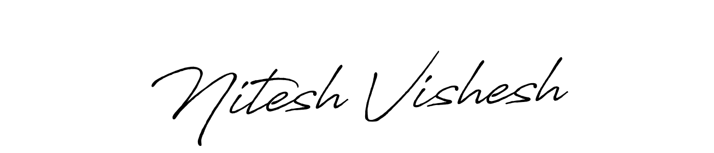 This is the best signature style for the Nitesh Vishesh name. Also you like these signature font (Antro_Vectra_Bolder). Mix name signature. Nitesh Vishesh signature style 7 images and pictures png